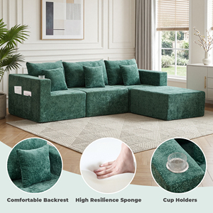 Sofá Seccional Modular en Forma de L, Envasado al Vacío, Sofá Convertible con Portavasos, Esponja de Alta Resiliencia para Sala de Estar - Product Image 3