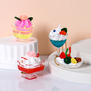 จี้ห้อยกระเป๋านักเรียนรูปถ้วยไอศกรีมจิ๋วจำลอง ของตกแต่ง DIY อุปกรณ์เสริมเครื่องประดับ - Product Image 1