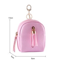 Porte-clés de luxe en PU pour femme avec fermeture éclair, mini porte-monnaie tendance avec pompon, accessoire pour fille, logo personnalisé disponible