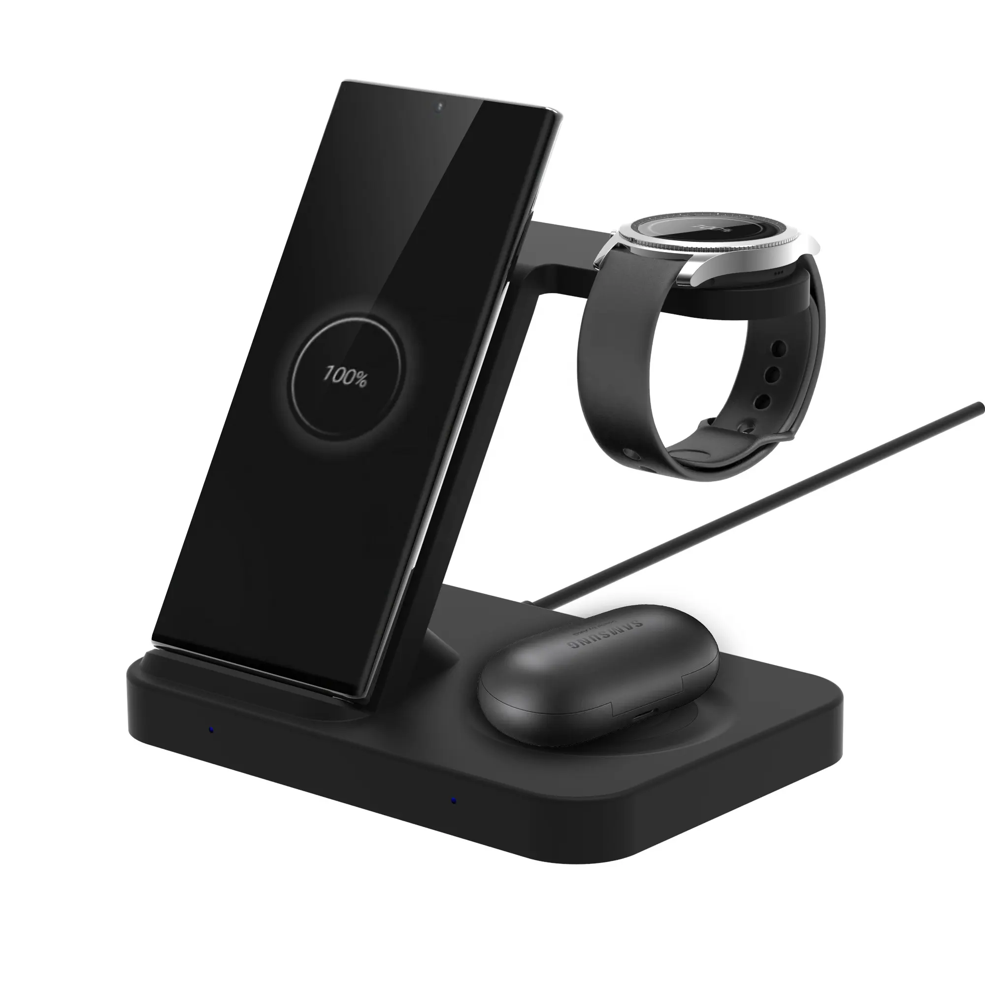 3 in 1 Fast Wireless Charger Station for Galaxy Phone and Galaxy Watch and Galaxy Buds and Airpods with Extra USB Charging Port