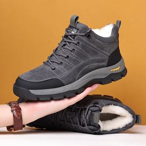 Winter Wool Casual <b>Work</b> <b>Shoes</b> Outdoor Fleece-lined Warm Genuine Cowhide Boots for Middle-aged Men - Product Image 2
