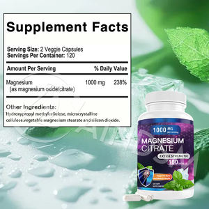 Capsules de citrate de magnésium sans sucre naturelles conçues sur mesure, relaxation musculaire, absorption élevée, capsules de citrate de magnésium - Product Image 2