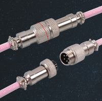 Câble en spirale en PET à manchon unique en forme de L GIET pour clavier mécanique, câble en spirale avec connecteur GX12 Aviator 1,5 m