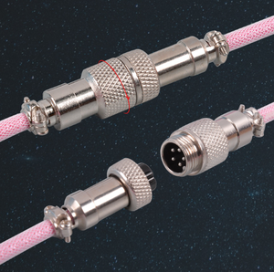 Câble en spirale en PET à manchon unique en forme de <span class=keywords><strong>L</strong></span> GIET pour clavier mécanique, câble en spirale avec connecteur GX12 Aviator 1,5 m - Product Image 5