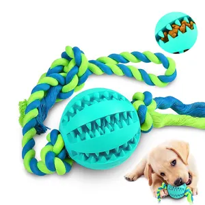 Venda por atacado de corda de desgaste bolas de borracha resistente à mordida em grande bola de treinamento de cachorro brinquedos para animais de estimação