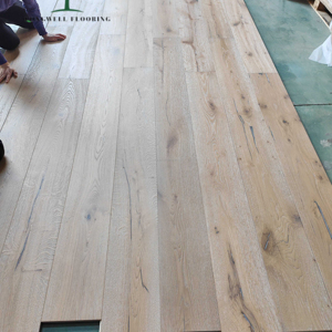 Parquet en chêne européen brossé naturel huilé 190/240/260 mm, clic vintage, chêne lavé, plancher en bois d'ingénierie - Product Image 1