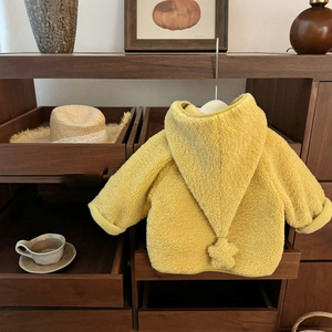 Tongxingyuan Baby Hooded Elf Jacket Thickening Unisex Yellow Coat With Pompom Hat For Infants And Toddlers - Product Image 2