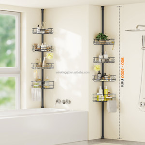 WIREKING Adjustable <strong>Free</strong> <strong>Standing</strong> Bath Rack Holder Tension Pole Corner <strong>Shower</strong> <strong>Caddy</strong> 4-Tier for Bath Organizer - Product Image 2
