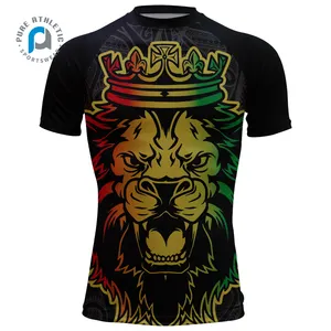 Saf rasta giyim süblimasyon mens spandex koşu zayıflama boks mma kıyafetleri spor fitness sıkıştırma gömlek