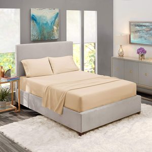 New Listing Comfortable and Soft Bed Sheet Bedding Sets <strong>Bedsheets</strong> for Home Beige <strong>Cream</strong> Color - Product Image 5