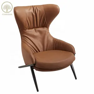 Best Seller Modern Orange Recliner Leather Chair Wingback Chair Tub Chair