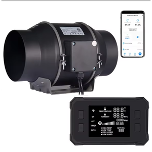 ระบบควบคุมอุณหภูมิอัจฉริยะ พัดลม EC แบบอินไลน์ขนาด 4/<span class=keywords><strong>6</strong></span>/8 นิ้ว พร้อมเซ็นเซอร์วัดความชื้นและอุณหภูมิ  ตัวกรองคาร์บอนพลาสติก ท่อระบายอากาศ ชุดอุปกรณ์ปลูกพืชครบชุดสำหรับเต็นท์ปลูก - Product Image 5