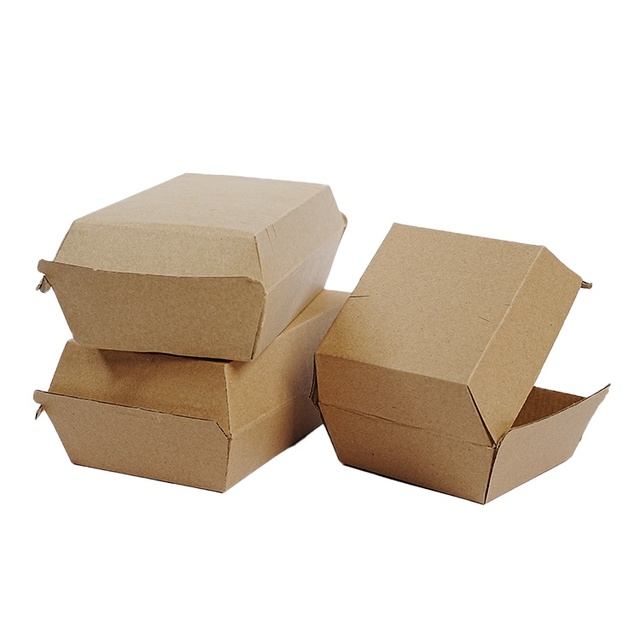 Wholesale Customized Eco-friendly Biodegradable Fast Food Grade Corrugated Board Folders Burger Box with UV Coating