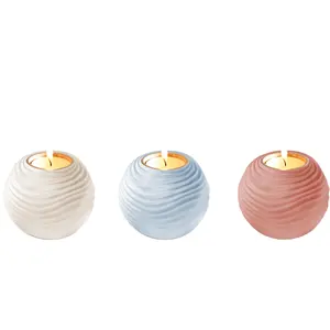 Factory price Modern ceramic home decor ceramic candle jar with bamboo homeware products tealight holder