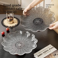 Grensoverschrijdende Hot Sale Creatieve Lotusblad Hoge Voet Moderne Fruit Schaal Duurzaam Gegraveerd Plantenmotief Nieuwe Chinese Stijl Ecologisch