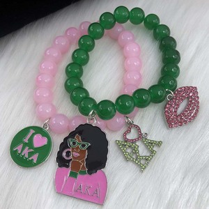 Conjunto de Joyería con Dijes de Corazón, Amor, Labios y Chica Bonita, con Cuentas Elásticas Rosas y Verdes, Estilo Griego, para Zapatos de Tacón Alto - Product Image 6