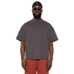 High Quality Custom Luxury Drop Shoulder Plus Size Men's T-Shirts Unisex Heavy 100% Cotton Drop Shoulder Cropped T Shirt Men