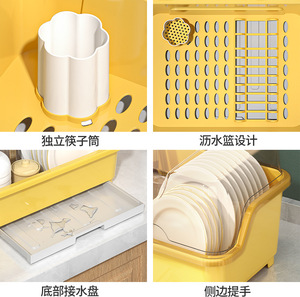 Household <strong>Kitchen</strong> Rack Transparent Clamshell Rack Mounted Dish Draining Bowl Rack <strong>Cupboard</strong> Tableware Storage Box