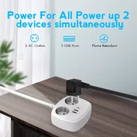 Neues Design Effiziente VDE-Steckdosenleiste mit 2 AC-Steckdosen, 2 USB- und 1 Typ-C-Anschluss, Feuerfest mit Überlastschutz, Elektrisch QC3.0