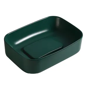 Moderna forma quadrata colori opachi lavabo verde designer bagno bancone lavaggio lavello a mano