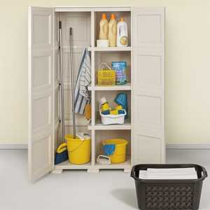 Armadio in plastica effetto legno beige 79x43x164 cm con 2 ante e 4 scomparti - Product Image 6