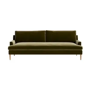 Hiện Đại Phổ Biến Màu Xanh Lá Cây Nhung Ghế Sofa Phòng Khách 3 Ghế Chất Lượng Cao Vải Sofa