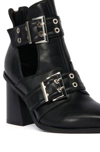 Fábrica 2025 nuevos <span class=keywords><strong>Botines</strong></span> de tacón alto en negro botas de mujer botín de hebilla de hardware metálico plateado - Product Image 2