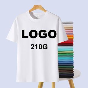 T-shirts à manches courtes en coton peigné 210G pour hommes, col rond, logo imprimé, coupe ample, hauts d'été unis, vente en gros - Product Image 3