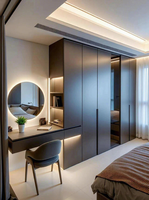 Dressing moderne personnalisé avec armoire de chambre en mélamine gain de place pour appartement.