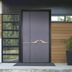 Yüksek kaliteli kurşun geçirmez dış güvenlik evler için Mian kapı alüminyum alaşım ön kapılar kullanılan Modern giriş kapısı dışında