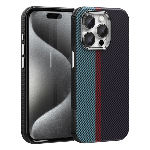 Carbon Fiber Splice PC+TPU Shockproof Magnetic Business Style Case for 16 Pro Max 15 Pro Max 14 Plus 13 Luxury Cover