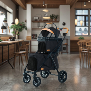 Poussette double pour animaux de compagnie pouvant accueillir deux animaux de compagnie Chien et <span class=keywords><strong>chat</strong></span> <span class=keywords><strong>Sac</strong></span> de transport de voyage 4 roues adapté aux chiots - Product Image 6