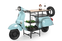 Table de bar en fer et bois de scooter, finition bleu turquoise / finition mangue, style scooter ancien, en bois de mangue, prix de gros