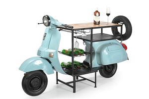 Barra de bar de hierro/madera estilo scooter, azul turquesa/acabado mango, scooter antiguo/madera de mango, precio al por mayor - Product Image 5