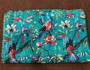 Newly <b>Indian</b> Kantha Bedspread & <b>Quilt</b> Handmade Printed Cotton Washable Soft Eco-Friendly Home Decor Housewarming Gift - Product Image 1