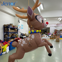Renne gonflable de Noël mignon et amusant à suspendre, idéal comme décoration pour scène, fête du Nouvel An ou publicité