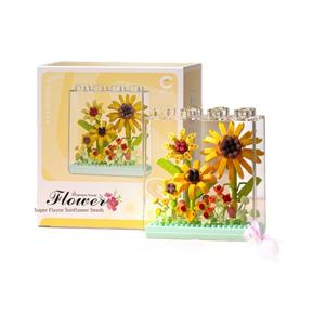 Bloques de Construcción Compatibles con Qimeng 2026, Caja de Flores de Plástico PP con Cubierta Acrílica, Ramo de Girasoles y Claveles en Maceta, Ensamblado - Product Image 5