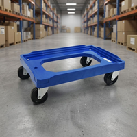 Chariot de manutention robuste en plastique bleu à quatre roues pour entrepôt PLA150A-ZDL