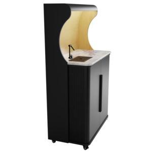 Gabinetes de Comedor Modernos Negros OLLY para Sala de Estar, Puerta Corredera, <span class=keywords><strong>2</strong></span> Cajones, 5+ Compartimentos, Panel Trasero Curvo de Melamina, Garantía de 5 Años - Product Image 5