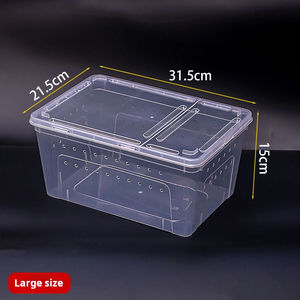 Jaula portátil de plástico transparente para hábitat de animales, suministros para reptiles y anfibios para cría de serpientes, caja de alimentación de transporte de tortugas - Product Image 4