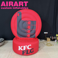 Panneau publicitaire gonflable pour la promotion KFC, panneau gonflable personnalisé pour la promotion extérieure des restaurants de restauration rapide, utilisation de logo gonflable