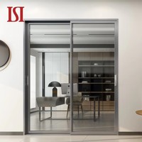 Porte coulissante en aluminium super creux HENNISSY Duke 2, design français moderne, sans rupture de pont thermique, double vitrage trempé pour salles à manger