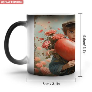 Frosted Black 11oz <b>Ceramic</b> <b>Mug</b> Heat Changing Cup With 2D Flat Painting Design - Product Image 1