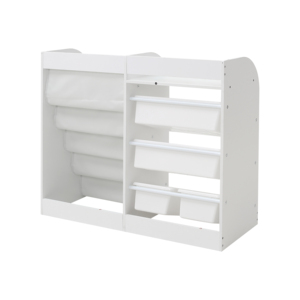 Estantería de Madera <span class=keywords><strong>Blanca</strong></span> para Niños, Organizador de Juguetes con 4 Contenedores de Plástico Extraíbles, Librería <span class=keywords><strong>Infantil</strong></span> para Bebés y Niños Pequeños - Product Image 2
