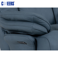 Canapé électrique inclinable en cuir bleu de luxe de style nouveau MANWAH CHEERS avec pouf