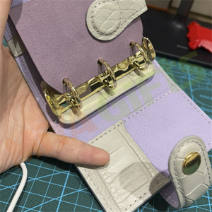 Personnalisé croc gris clair lilas <span class=keywords><strong>3</strong></span> anneau A9 liant mini planificateur deluxe femmes portable journal couverture organisateur - Product Image 5