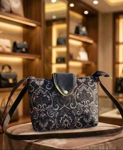 Geometric Indigo <b>Square</b> Waterproof Crossbody Purse with Canvas & PU Leather Magnetic Snap Closure Beach Ready - Product Image 1