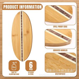 Tabla de cortar de bambú, tabla ovalada de madera para servir, para uso en la cocina y fiestas. - Product Image 3