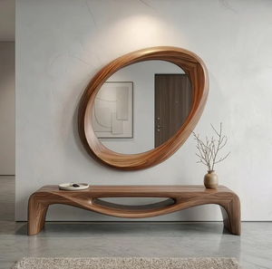 Modern <strong>Vintage</strong> Style Solid Wood Irregular Wall Mounted <strong>Mirror</strong> New Chinese Zen Home Living Room Decorative <strong>Full</strong> <strong>Length</strong> <strong>Mirror</strong> - Product Image 6