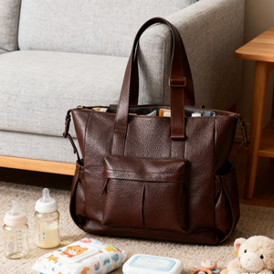 Mochila de Maternidad Personalizada de Piel Vegana de PU para Pañales de Bebé con Correas para Cochecito, Fabricada por el Fabricante OEM - Product Image 6